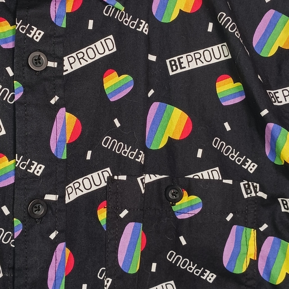Spencer's Shirts Be Proud Spencers Pride Month Black Casual Button